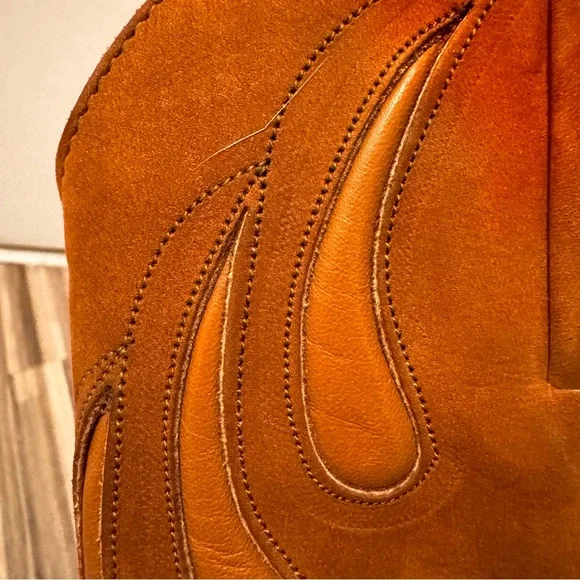 Frye Women's Tall Western Heeled Boots in Cognac Brown - Picture 12 of 14